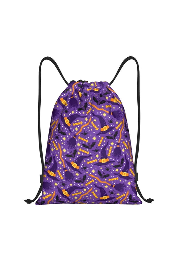 Drawstring Backpack - halloween hat design Splash Proof Small Drawstring Gym Bag for Women Men, Cinch Sports String Bag Backpack for Travel Swimming Beach