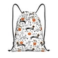thumbnail image 1 of Drawstring Backpack - halloween pumpkin dog Splash Proof Small Drawstring Gym Bag for Women Men, Cinch Sports String Bag Backpack for Travel Swimming Beach, 1 of 8