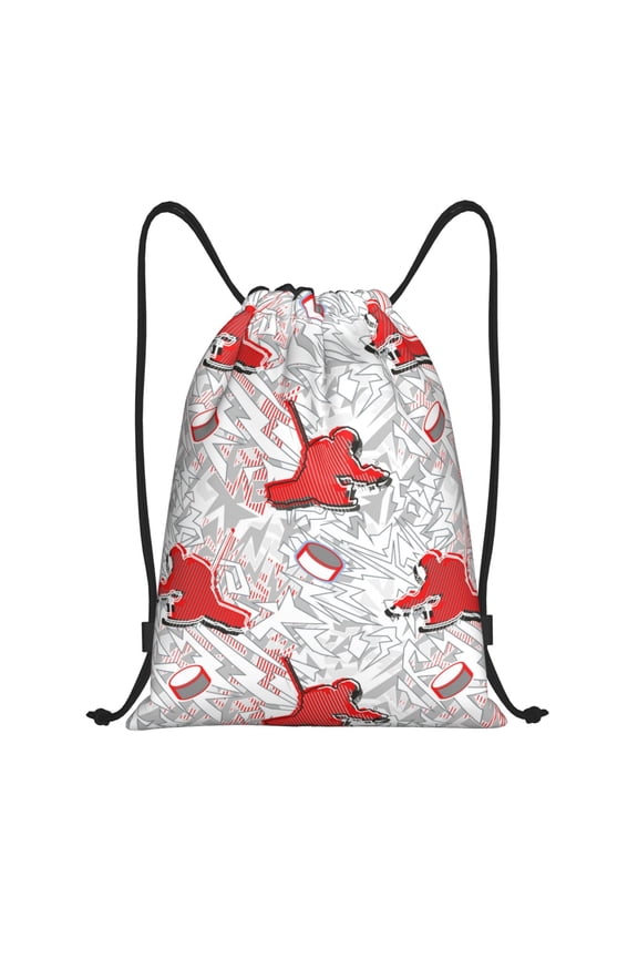 Drawstring Backpack - hockey goalkeeper puck Splash Proof Small Drawstring Gym Bag for Women Men, Cinch Sports String Bag Backpack for Travel Swimming Beach
