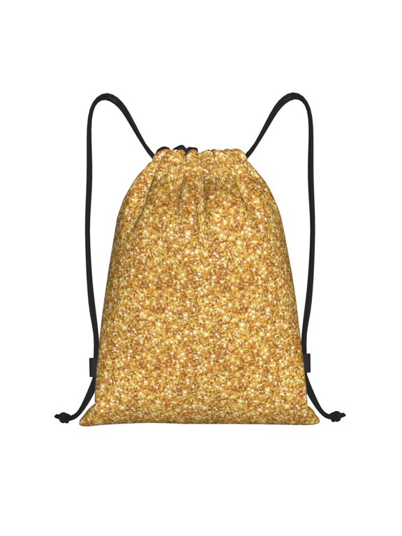 Drawstring Backpack - lightning Gold Glitter Splash Proof Small Drawstring Gym Bag for Women Men, Cinch Sports String Bag Backpack for Travel Swimming Beach