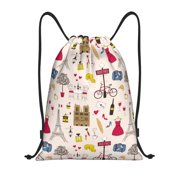 Drawstring Backpack - modern Bike Pattern Splash Proof Small Drawstring Gym Bag for Women Men, Cinch Sports String Bag Backpack for Travel Swimming Beach