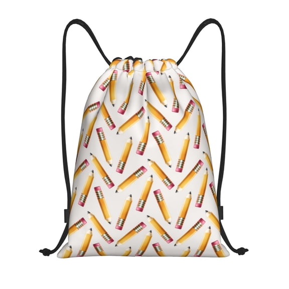 Drawstring Backpack - pencil Print Splash Proof Small Drawstring Gym Bag for Women Men, Cinch Sports String Bag Backpack for Travel Swimming Beach