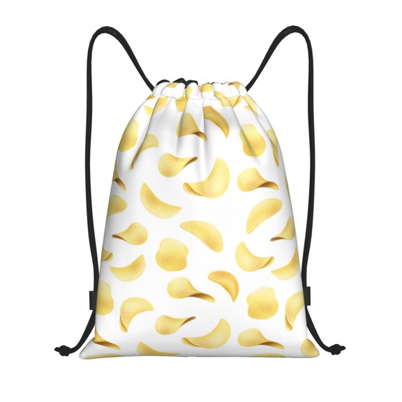 Drawstring Backpack - potato chips Splash Proof Small Drawstring Gym Bag for Women Men, Cinch Sports String Bag Backpack for Travel Swimming Beach