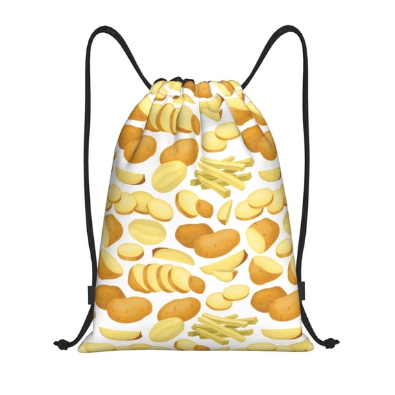 Drawstring Backpack - potato chips fries Splash Proof Small Drawstring Gym Bag for Women Men, Cinch Sports String Bag Backpack for Travel Swimming Beach