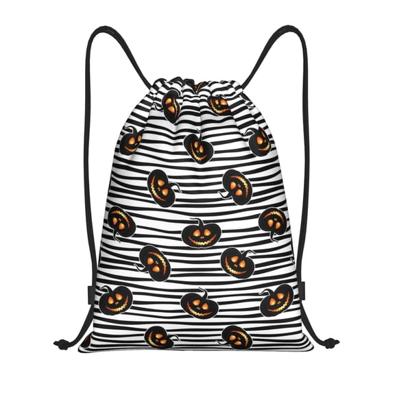 Drawstring Backpack - pumpkin halloween elements Splash Proof Small Drawstring Gym Bag for Women Men, Cinch Sports String Bag Backpack for Travel Swimming Beach