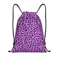 Drawstring Backpack purple lilac leopard cool Splash Proof Small