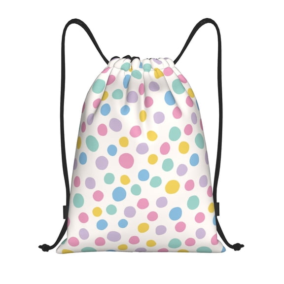 Drawstring Backpack - retro dots spots blots circle Splash Proof Small Drawstring Gym Bag for Women Men, Cinch Sports String Bag Backpack for Travel Swimming Beach