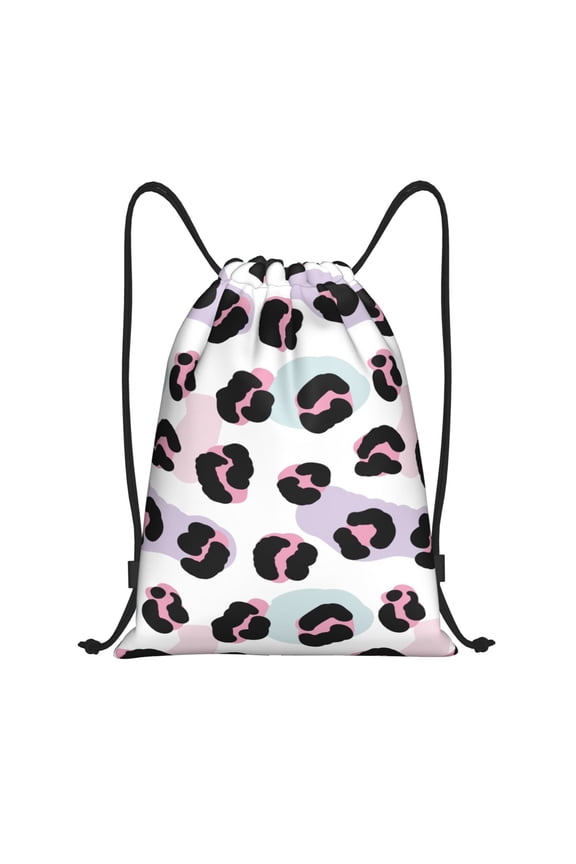 Drawstring Backpack - retro print leopard Splash Proof Small Drawstring Gym Bag for Women Men, Cinch Sports String Bag Backpack for Travel Swimming Beach