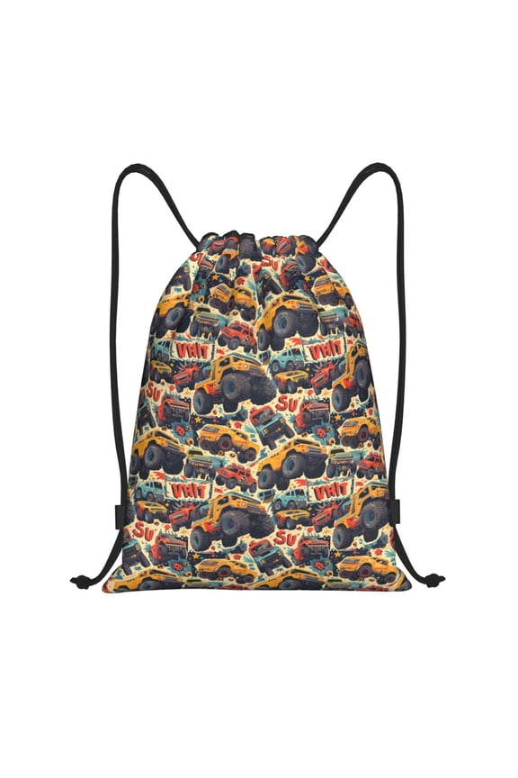 Drawstring Backpack - off road racing car yellow Splash Proof Small Drawstring Gym Bag for Women Men, Cinch Sports String Bag Backpack for Travel Swimming Beach