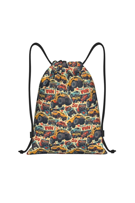 Drawstring Backpack - off road racing car yellow Splash Proof Small Drawstring Gym Bag for Women Men, Cinch Sports String Bag Backpack for Travel Swimming Beach