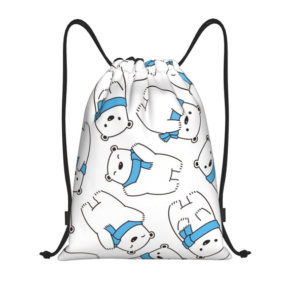 Drawstring Backpack - scarf bear Splash Proof Small Drawstring Gym Bag for Women Men, Cinch Sports String Bag Backpack for Travel Swimming Beach