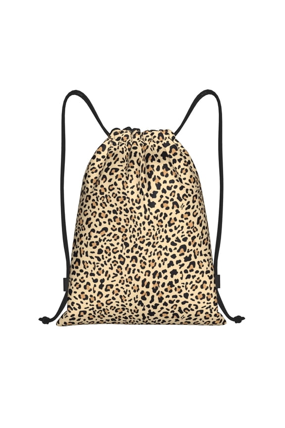 Drawstring Backpack - trendy Leopard pattern Splash Proof Small Drawstring Gym Bag for Women Men, Cinch Sports String Bag Backpack for Travel Swimming Beach