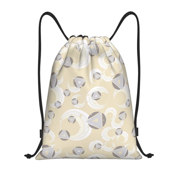 Drawstring Backpack - triangles circles pattern Splash Proof Small Drawstring Gym Bag for Women Men, Cinch Sports String Bag Backpack for Travel Swimming Beach