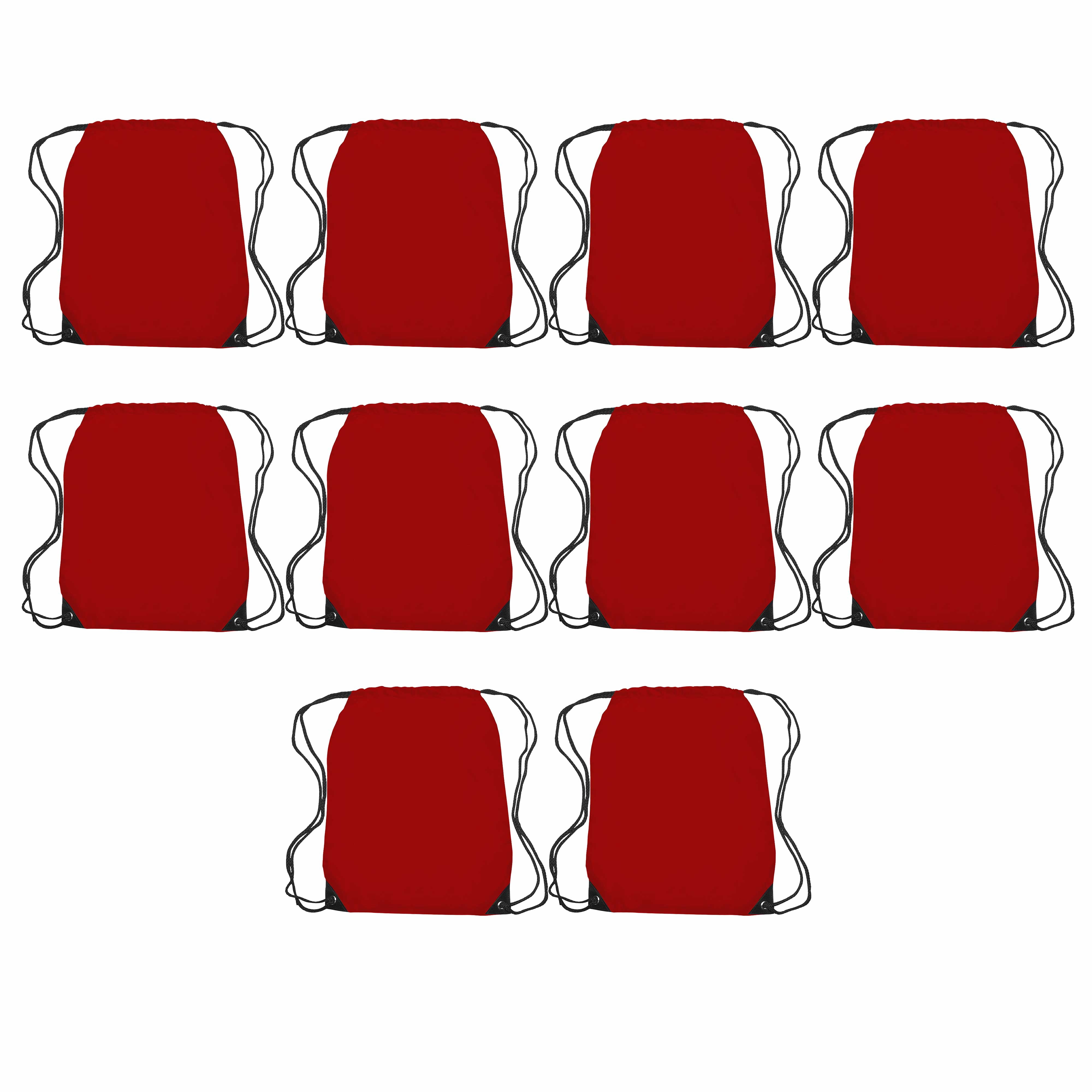 Drawstring Backpack with Black Trim Set of 10, Bulk Pack - Water ...