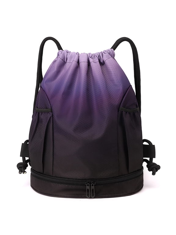 Drawstring Backpack with Shoe Compartment, Large Capacity Gym Drawstring Bag with Side Pockets, Cinch Bag for Sports, Travel & School