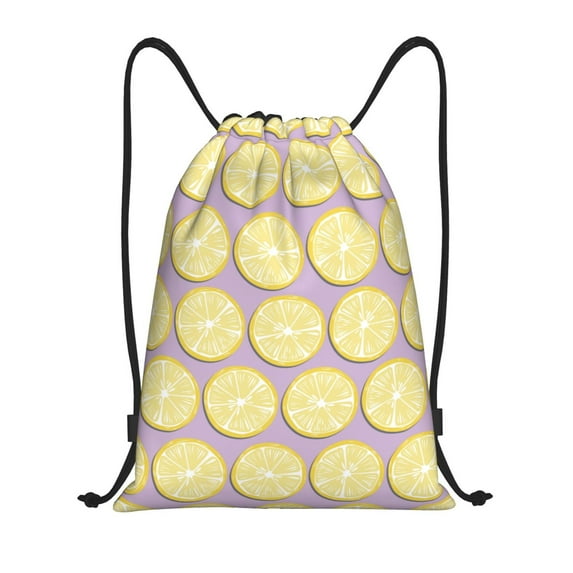 Drawstring Backpack - yellow lemon slices Splash Proof Small Drawstring Gym Bag for Women Men, Cinch Sports String Bag Backpack for Travel Swimming Beach