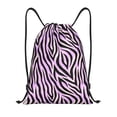 thumbnail image 1 of Drawstring Backpack - zebra print purple Splash Proof Small Drawstring Gym Bag for Women Men, Cinch Sports String Bag Backpack for Travel Swimming Beach, 1 of 8