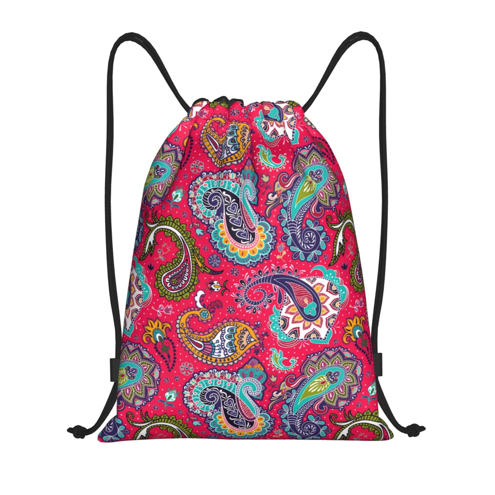 Drawstring Backpacks, Brightly Colored Paisley Draw String Gym Back