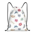 Drawstring Backpacks, Flower Leaf Butterfly Draw String Gym Back Bags