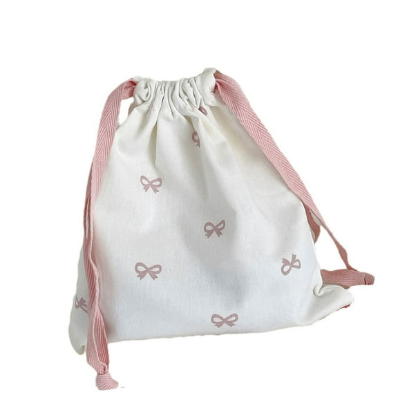 Drawstring Bag Cosmetic Storage Pouches Bows Makeup Bag Portable Storage Bag Small Canvas Bag for Cloth Toy Travel Items