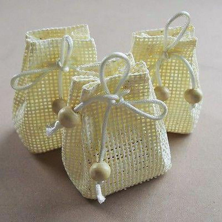 Drawstring Bag Woven Straw Favor Pouches 2 3 4 inch 12 Piece