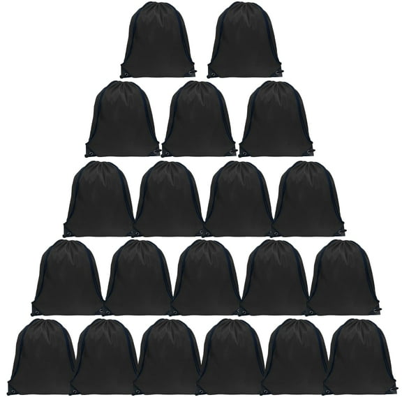 Drawstring Bags Bulk, 20 Pcs Draw String Bags Cinch Bag Drawstring Gym Bag Sackpack Drawstring Backpack for Women Men, Black