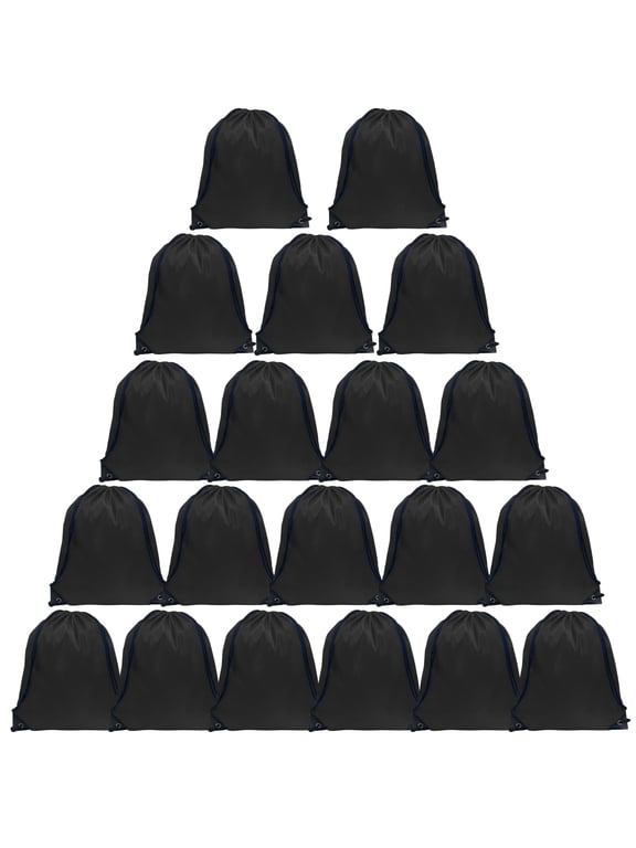 Drawstring Bags Bulk, 20 Pcs Draw String Bags Cinch Bag Drawstring Gym Bag Sackpack Drawstring Backpack for Women Men, Black