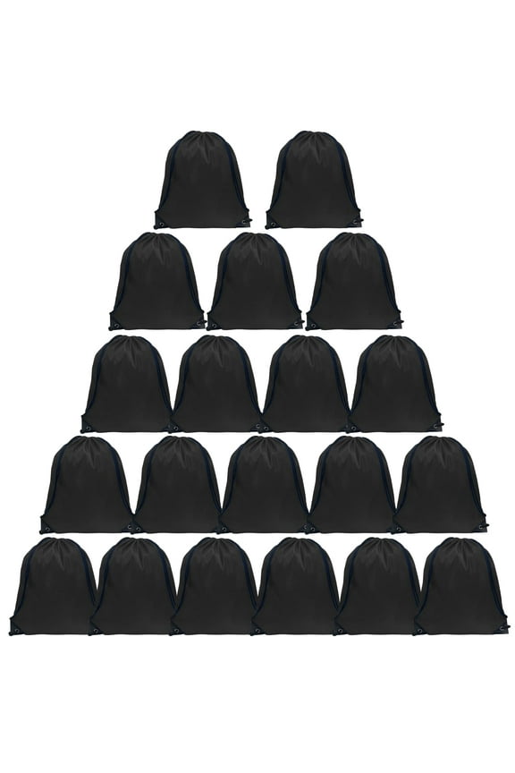 Drawstring Bags Bulk, 20 Pcs Draw String Bags Cinch Bag Drawstring Gym Bag Sackpack Drawstring Backpack for Women Men, Black