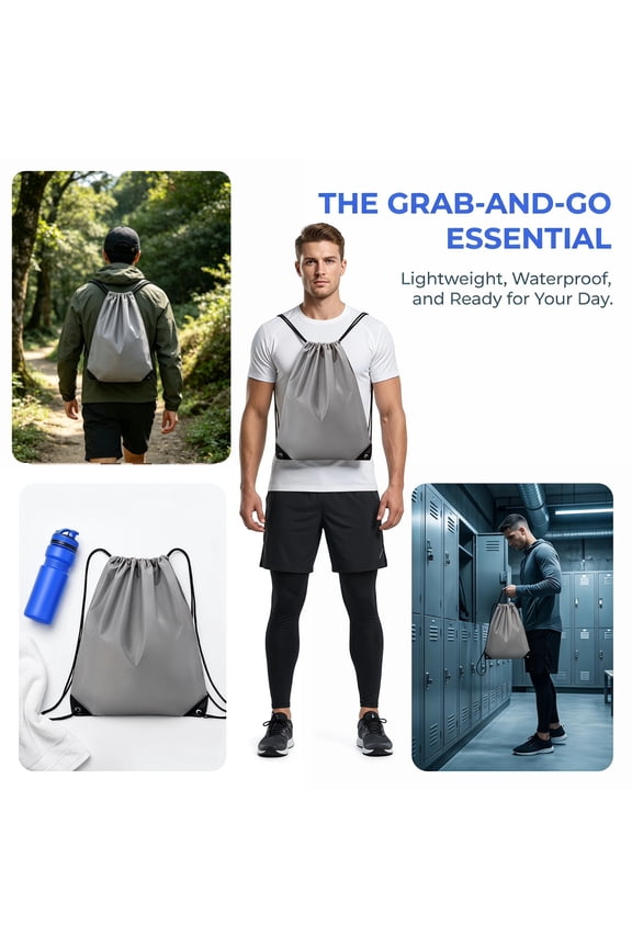 Drawstring Bags Bulk Gray Drawstring Backpack String Backpack Cinch Sack Sport Gym Backpack Bags for Yoga Traveling Outdoor Sports