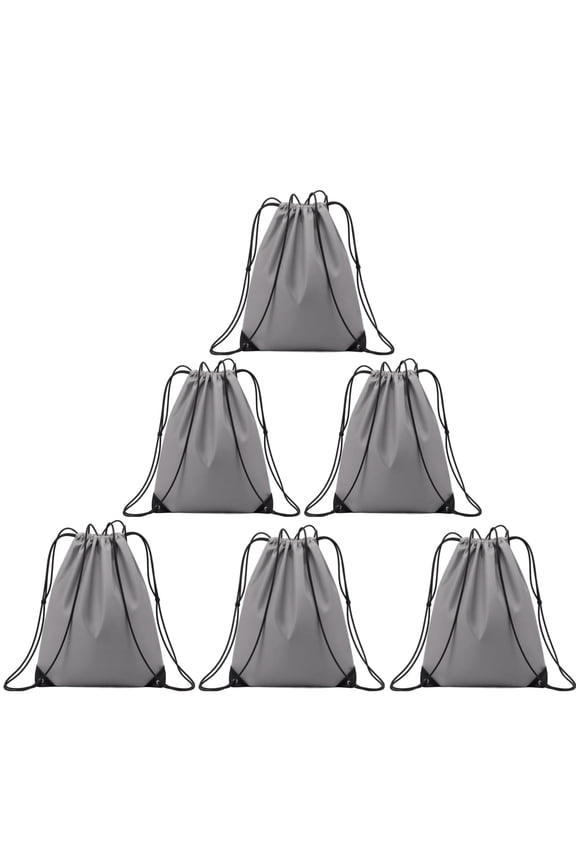 Drawstring Bags Bulk Gray Drawstring Backpack String Backpack Sack Sport Gym Backpack Bags for Yoga Traveling Outdoor Sports,6pc(03 Gray)