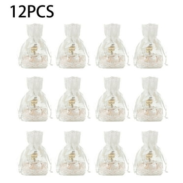 Drawstring Bags Pouches Organza Jewelry 12Pcs Candy High Quality White For Wedding Party Valentine's Day