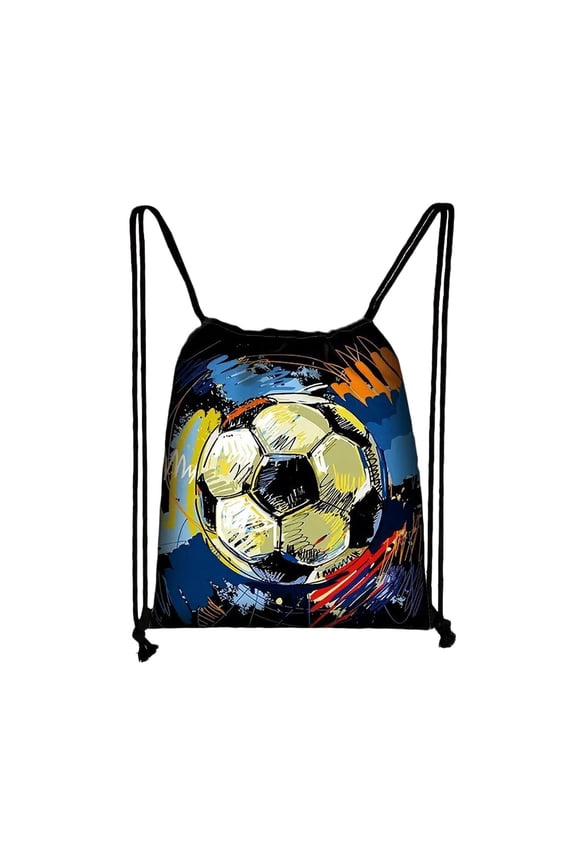 Drawstring Bags Set Bulk, Waterproof Beach Pack for Soccer Baseball Basketball Football Gift Party, 12 x 10 Inch Sport Style Ball-Themed Party Drawstring Backpack Pouch Polyester Birthday Gift Bag