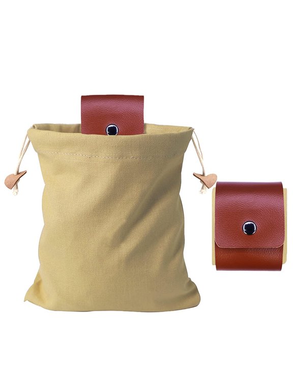 Drawstring Belt Waist Pouch, Portable Utility Belt Bag, Snap Closure Hanging Storage Pouch for Camping, Gardening, Outdoor Collecting