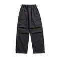 thumbnail image 1 of Drawstring Cargo Pants for Men Straight Leg Hiking Outdoor Recreation Pants Casual Loose Fit Trendy Y2K Trousers Black,L, 1 of 4