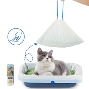 Drawstring Cat Litter Bags, Leak Proof Pet Waste Bags for Small Dogs, Odor Control Poop Bags for Travel Home, Puncture Resistant Plastic, 15 Count Small Roll