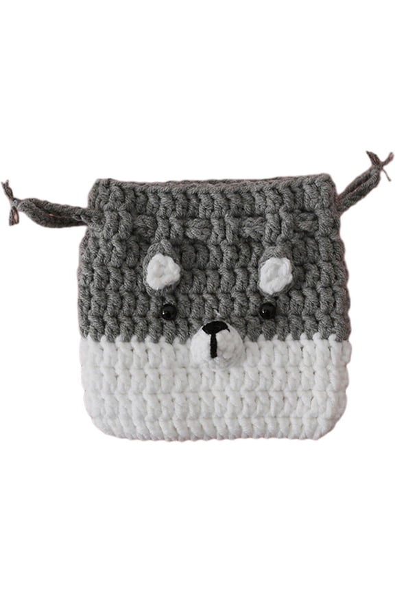 Drawstring Coin Bag Mini Drawstring Change Pouch Knitted Coin Pouch Cute Dog Coin Purse Crochet Pouch Mini Change Purse Cosmetics Carry Bag Holder Money Pouch Yarn