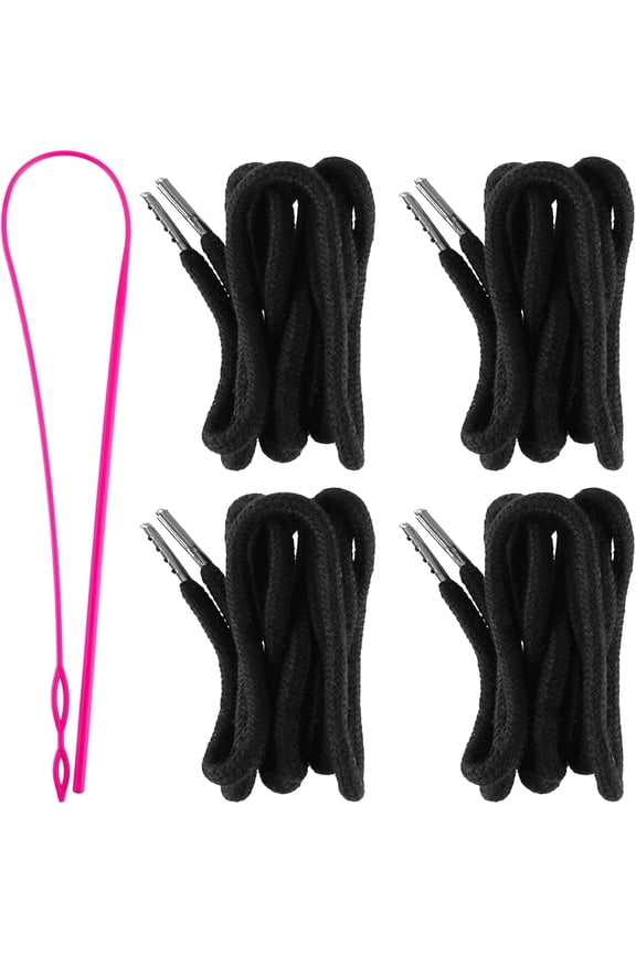 Drawstring Cords Replacement Drawstrings with Easy Threader for Sweatpants Shorts Pants Jackets Coats (Black)