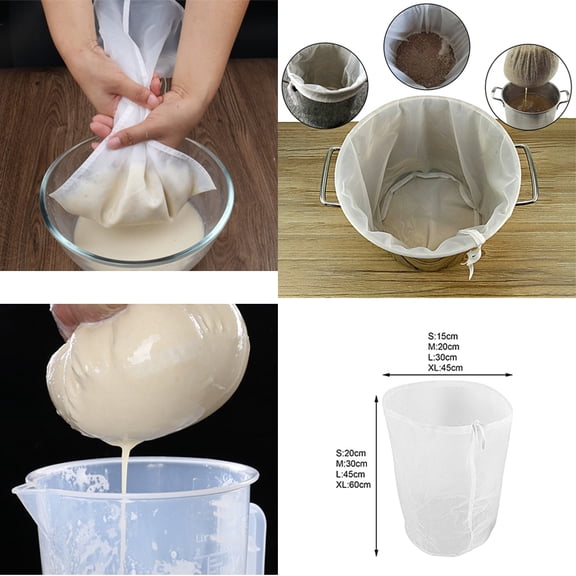 Drawstring Design Filter Bag,Heat-Resistant Fabric,Wine Beer Homebrew Filter Bag for Party