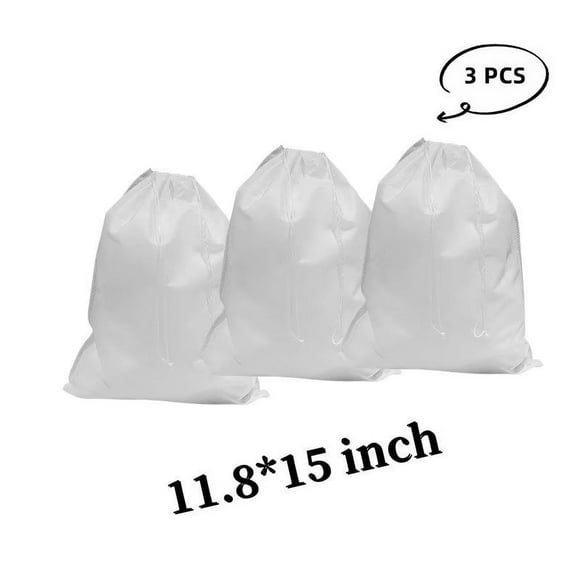 Drawstring Dust Covers, 3 Pcs Breathable Non-woven Fabric Large Cloth Storage Pouch String Bag for Handbags Purses Shoes, White