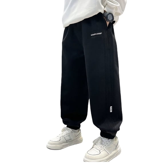 Drawstring Elastic Sweatpants, 4 Pack Boys' Cargo Joggers with 4 Pockets, Open Bottom Active Casual Pants for Ages 4-12