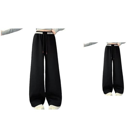 Drawstring Elastic Sweatpants, Girls Baggy Joggers 4-12 Years, Oversized Wide Leg Loose Fit High Waist Athletic Trousers, Solid Color Casual Active Pants