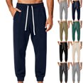 thumbnail image 1 of Drawstring Elastic Waist Sweatpants for Men Tapered Casual Jogger Pockets Pants with Ribbed Cuffs for Home Loungewear, 1 of 4