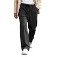 thumbnail image 1 of Drawstring Elastic Waist Wide Leg Sweat Pants for men, Solid Side Pockets Loose Daily Casual Sport Trousers, 1 of 9
