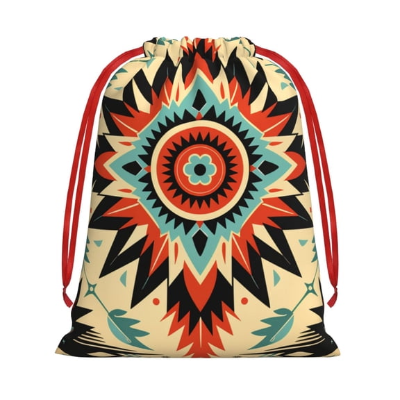 Drawstring Gift Bag, Reusable Soft Pouch Holiday Pouch for Party Favors Birthday Christmas, Aztec Baja Southwest Native Western