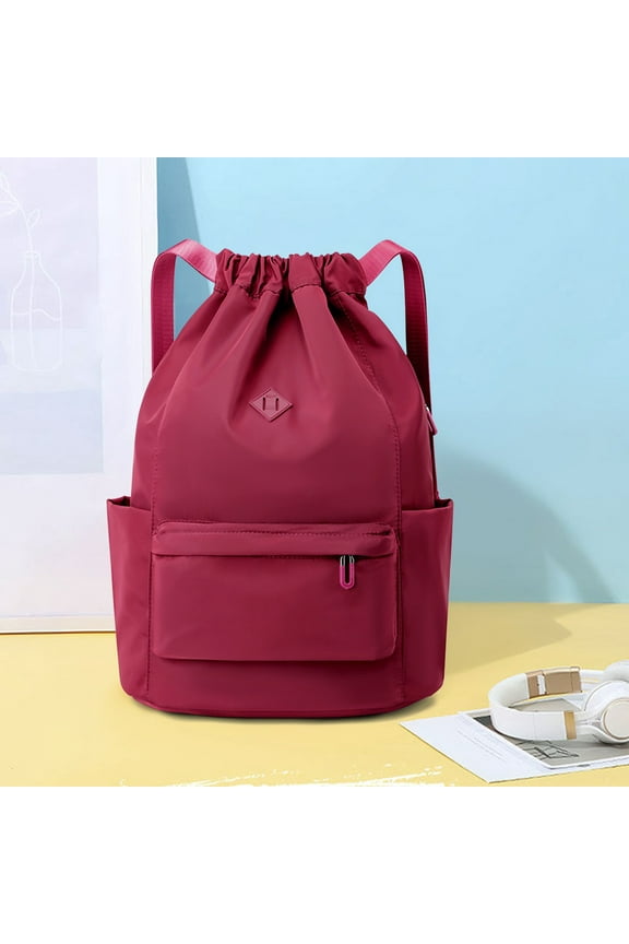 Drawstring Gym Backpack Bag for Men & Women, Sport Gym Sack Mini Travel Daypack(Red)