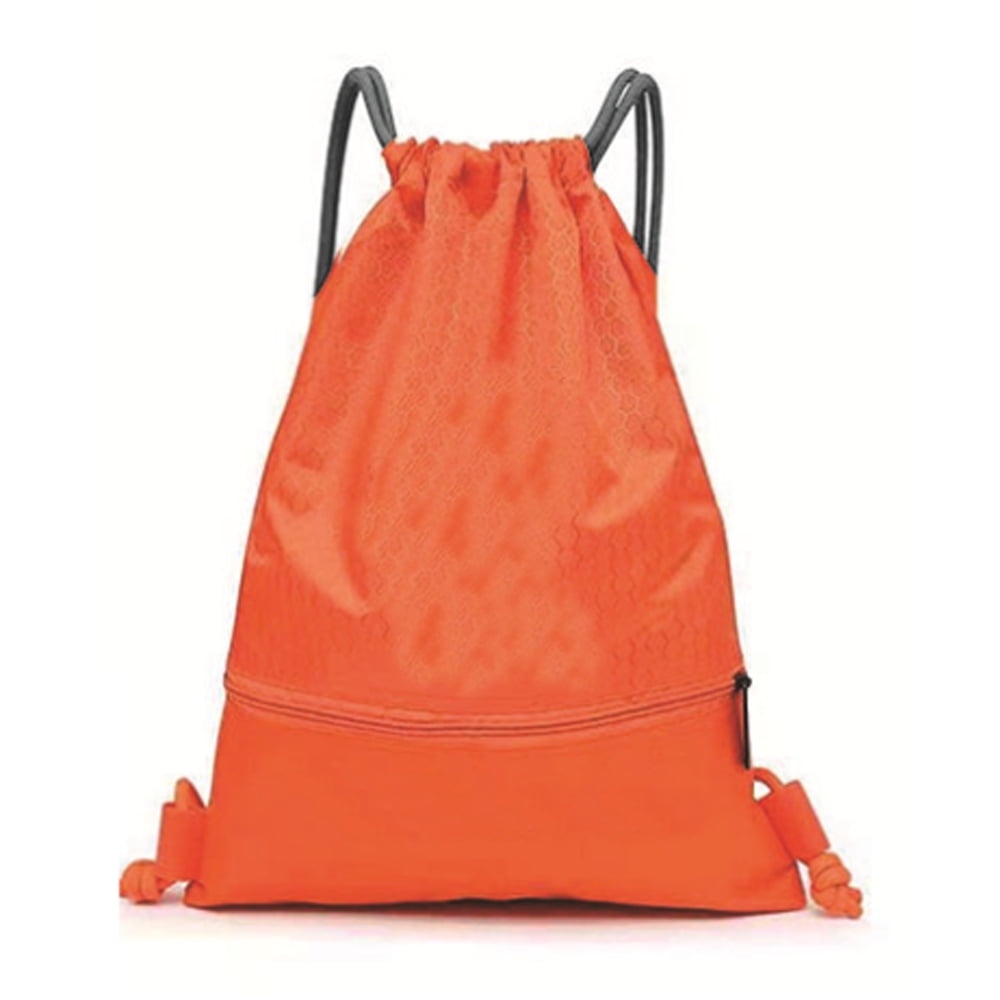 Drawstring Gym Bag Large Sports Backpack String Swim Drawstring PE Bags for Women Men Travel Beach School Bag with Waterproof for Boys Girls Orange Walmart