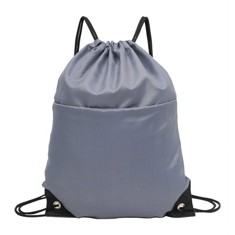Drawstring Gym Bag, Waterproof Rucksack with Outside, Backpack for Sport,  PE, Swim, Beach, Yoga, Travel,gray，G52438