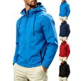thumbnail image 1 of Drawstring Hooded Jacket for Men,Full Zip Lightweight Windproof Waterproof Outdoor Casual Rain Coat with Zipper Pockets, 1 of 6
