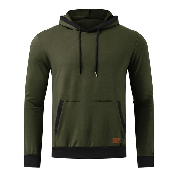 Drawstring Hoodie Sweatshirt for Men, Pullover Hooded Sweatshirts, Pocket Soft Cotton-Blend Plain Casual Hoodies (Medium, Army Green)