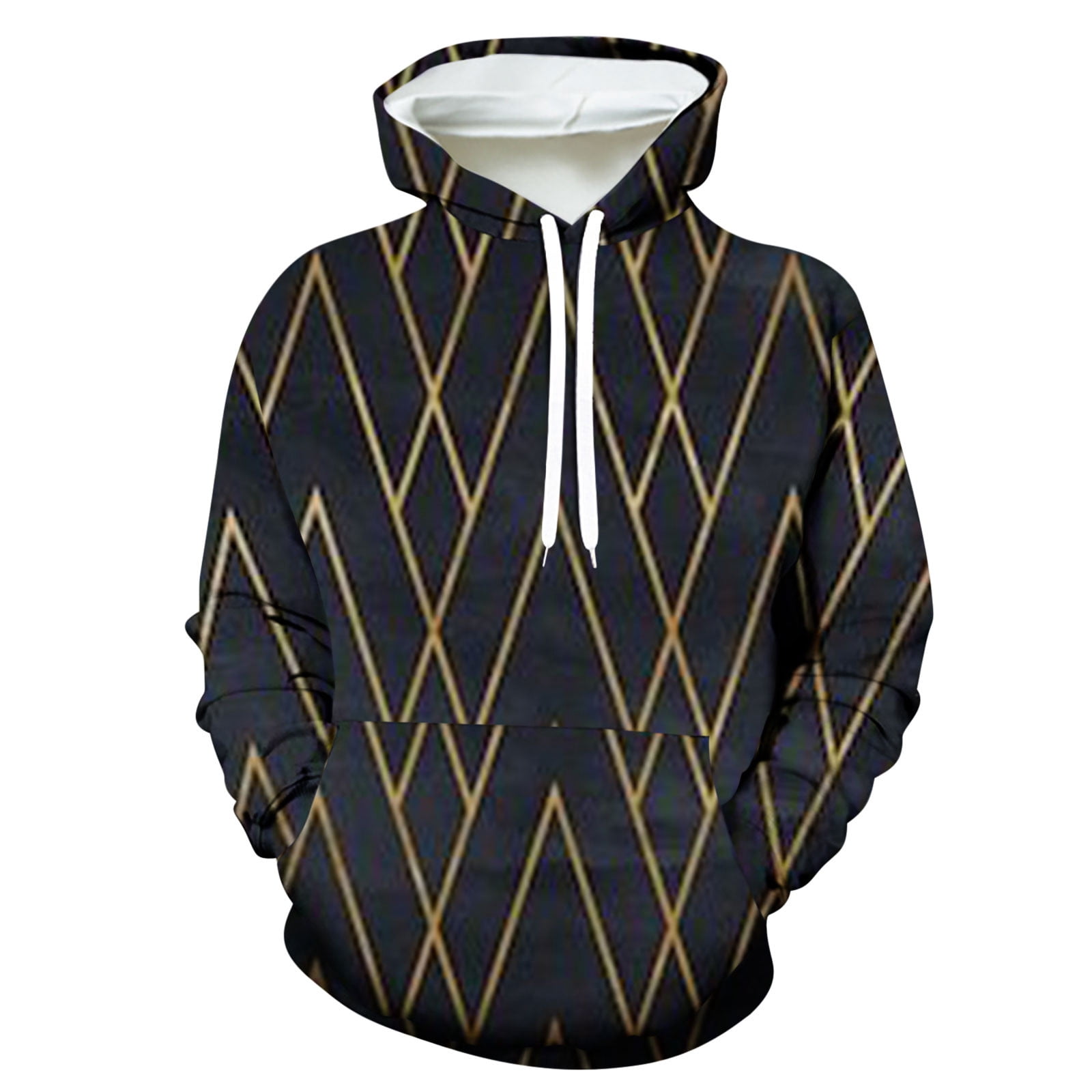 Drawstring Hoodie for Men 3D Geometric Print Pullover Cozy Fit Hooded  Sweatshirt Crewneck Long Sleeve Tops (XXL, Black) - Walmart.com